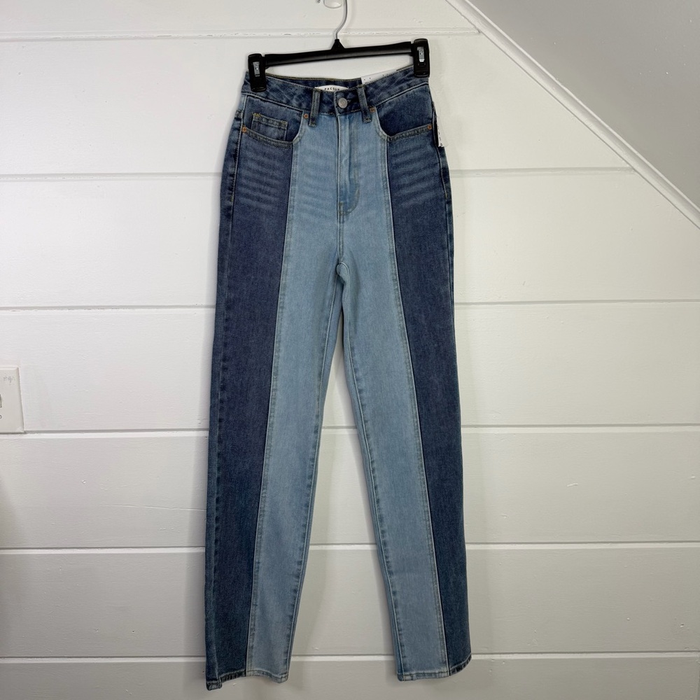 Pac Sun Color Block‎ Contrast High Rise 90’s Boyfriend Jeans Size 23 NEW